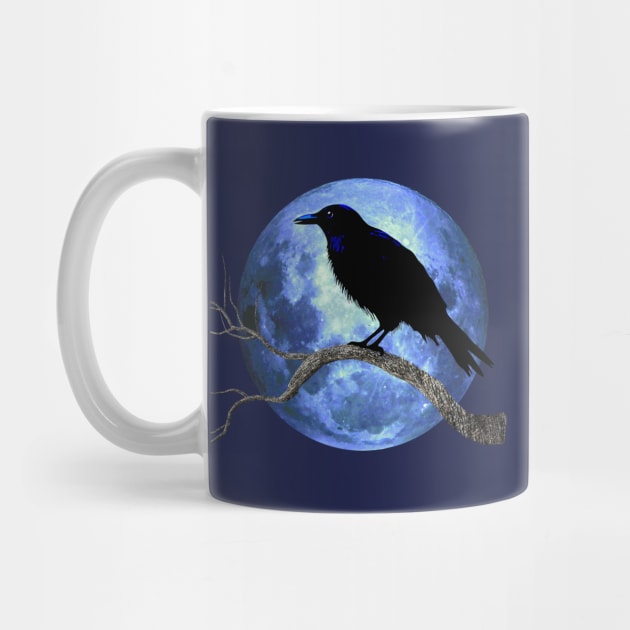 Crow Raven Corvid With Moon by Pine Hill Goods